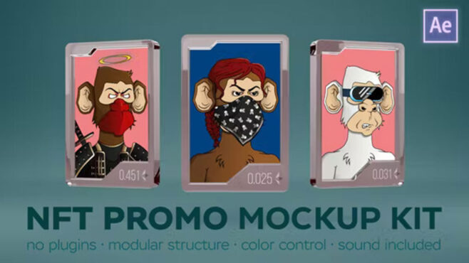 پروژه افترافکت مجموعه موکاپ نمایش ان اف تی NFT Promo Mockup Kit
